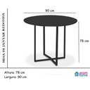 Ver imagem 4 de Mesa de Jantar Preta Estilo Industrial Tampo Redondo 90 Cm