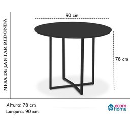 Mesa de Jantar Preta Estilo Industrial Tampo Redondo 90 Cm - 4