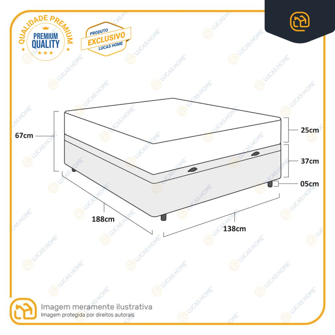 Cama Box Casal + Colchão de Molas Ensacadas Ortobom Airtech Springpocket 138x188x65cm - 5