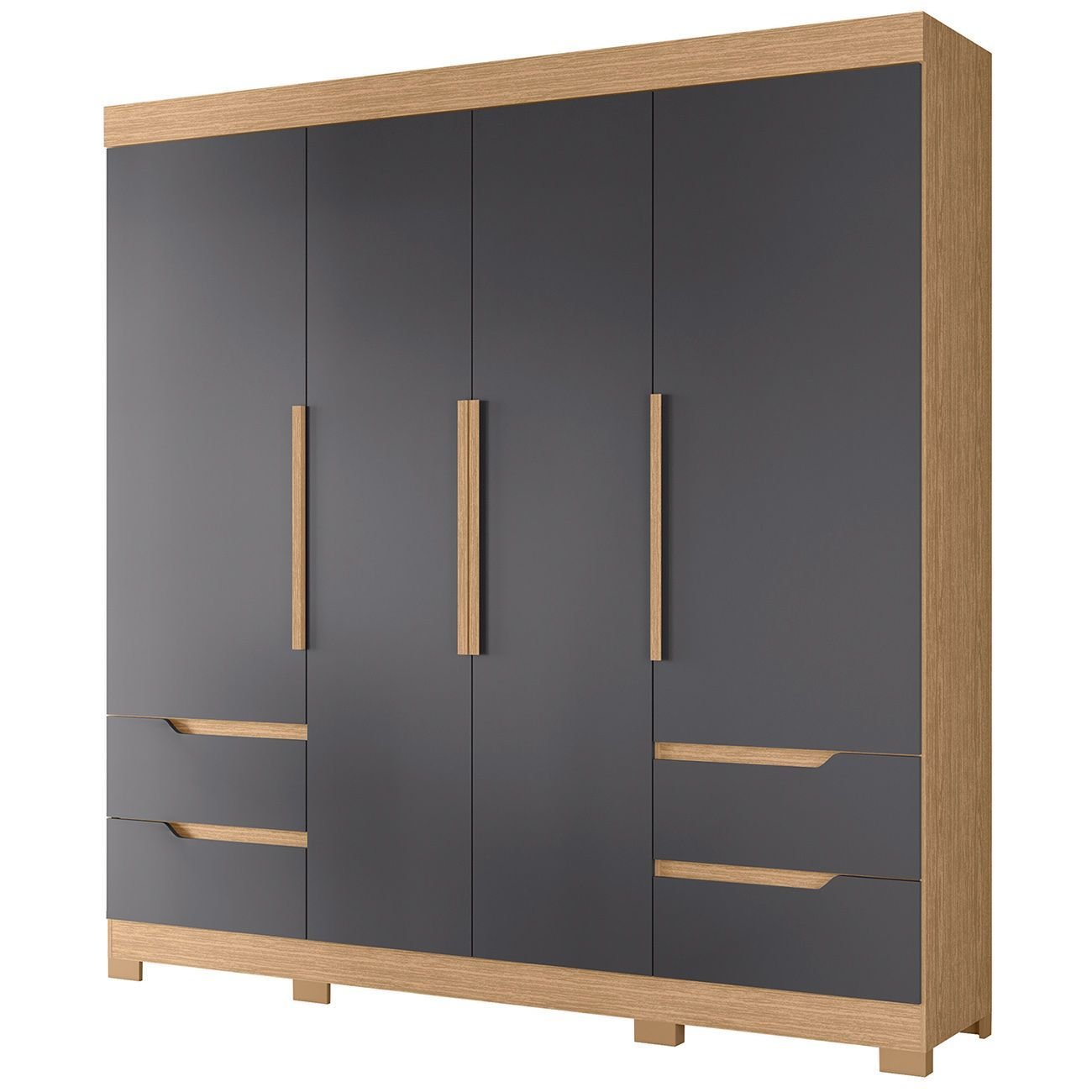 Guarda Roupa Casal 212cm 4 Portas Vivacce Freijó/titanium - Albatroz ...