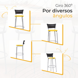 Kit 2 Banquetas Alta Banco para Balcão Junco Preto Àrea Gourmet Ilha Bancada bares Churrasqueira - 5