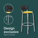 Ver imagem 4 de Kit 2 Banquetas Alta Banco para Balcão Junco Preto Àrea Gourmet Ilha Bancada bares Churrasqueira