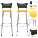 Ver imagem 1 de Kit 2 Banquetas Alta Banco para Balcão Junco Preto Àrea Gourmet Ilha Bancada bares Churrasqueira