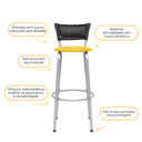 Ver imagem 4 de Kit 2 Banquetas Alta Banco para Balcão Junco Preto Àrea Gourmet Ilha Bancada bares Churrasqueira