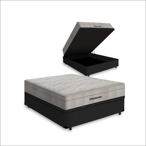 Cama Box Baú com Colchão de Molas Ensacadas Ortobom Airtech Springpocket Viúva 128cm