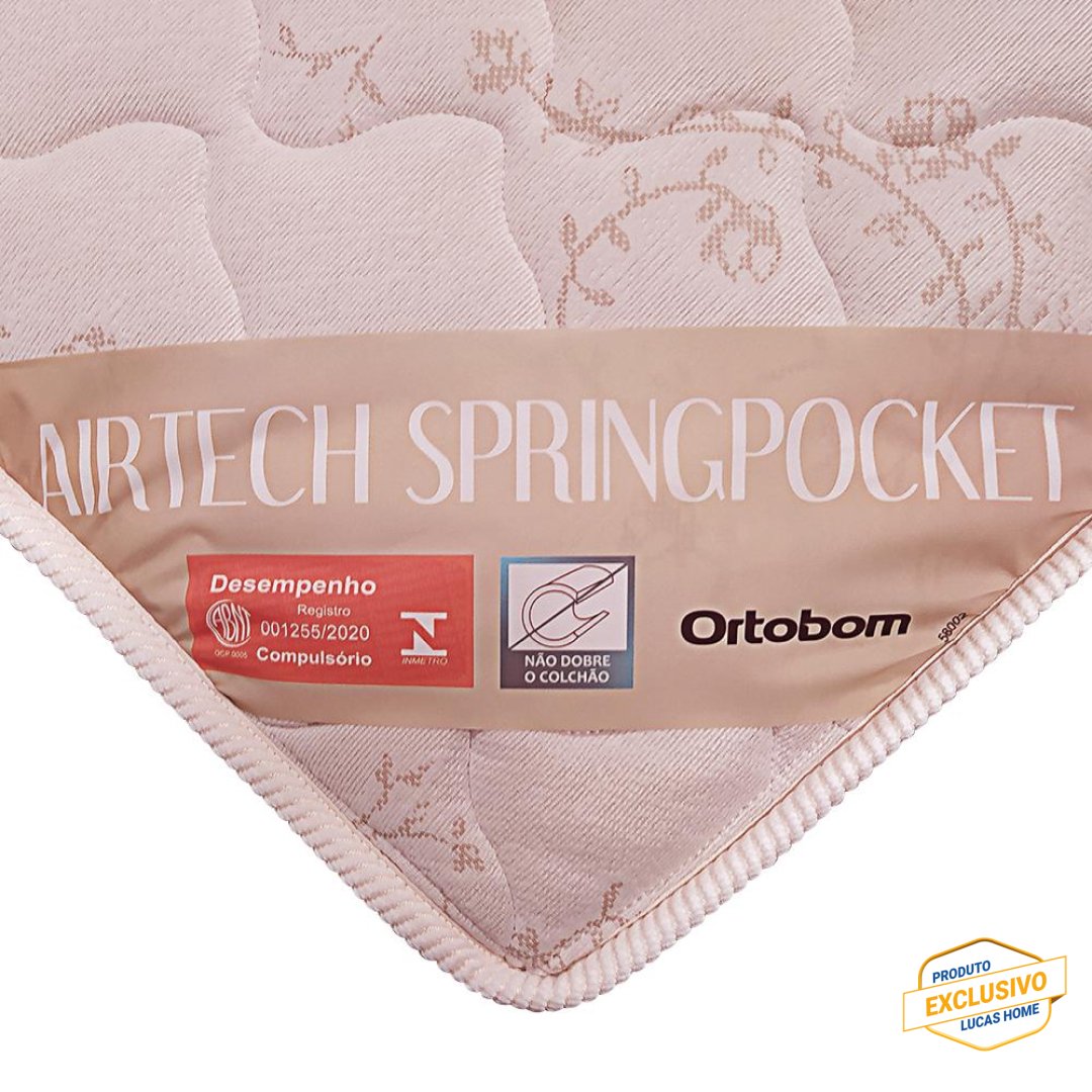 Cama Box Baú Viúva + Colchão de Molas Ensacadas Ortobom Airtech Springpocket 128 Cm - 5