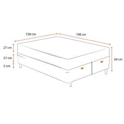 Cama Box Baú Queen + Colchão de Espuma D33 Castor Black White Double Face 158x198x69cm - 2
