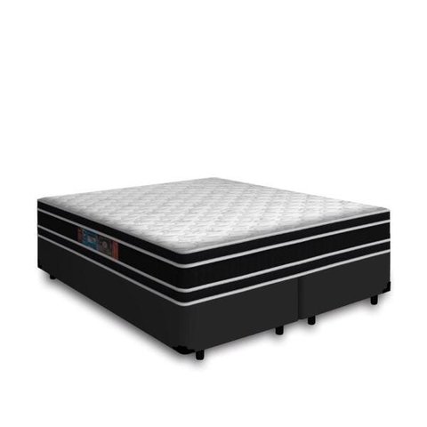 Cama Box Queen + Colchão de Espuma D33 Castor Black White Double Face 158x198x62cm
