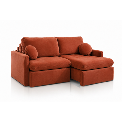 Sofá Amalfi Retrátil e Reclinável com Molas Ensacadas, Pillow 18cm e Função Cama:Veludo Terracota/