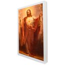 Ver imagem 2 de Quadro Decorativo Coração de Jesus em Moldura Caixa Tacolado Moldura Trad 1cm Madeira Escura sem Vid