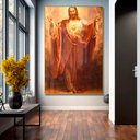 Ver imagem 1 de Quadro Decorativo Coração de Jesus em Moldura Caixa Tacolado Moldura Trad 1cm Madeira Escura sem Vid