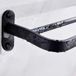 Suporte Preto Fosco Porta Toalha Banho Duplo Toalheiro Parede 60cm - 6