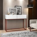 Ver imagem 2 de Aparador Buffet Hall de Entrada Luxo Eros 02 Gavetas 90cm Branco com Cobre