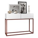 Ver imagem 1 de Aparador Buffet Hall de Entrada Luxo Eros 02 Gavetas 90cm Branco com Cobre