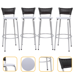 Kit 4 Banquetas Alta Banco para Balcão Junco Preto Àrea Gourmet Ilha Bancada bares Churrasqueira - 1