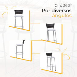 Kit 4 Banquetas Alta Banco para Balcão Junco Preto Àrea Gourmet Ilha Bancada bares Churrasqueira - 5
