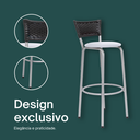 Ver imagem 4 de Kit 4 Banquetas Alta Banco para Balcão Junco Preto Àrea Gourmet Ilha Bancada bares Churrasqueira