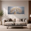 Ver imagem 2 de Quadro Decorativo Árvore de Ouro Das Flores Brancas Moldura Premium:Moldura Branca/50x50 sem Vidro a