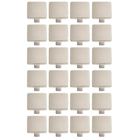 Kit 24 Puxadores para Móveis Aspen 188 Ponto Quadrado Níquel Escovado Armários Gavetas