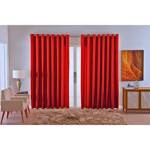Cortina Jacquard Luxo em Tecido Semi Blackout Sala 5,00x2,80:vermelho