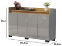 Ver imagem 3 de Buffet Real 4 Portas Ônix/Mel - Móveis Primus
