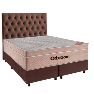 Cama Box + Colchão Queen Ortobom Molas Ensacadas Airtech + Cabeceira Estofada