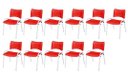Ver imagem 2 de Cadeira Iso Base Branco Escola, Escritório Vermelho Kit 11 Un
