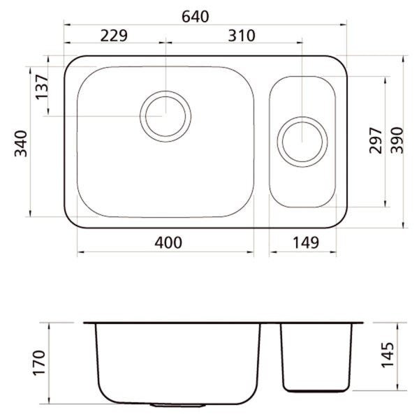 Cuba de Embutir para Cozinha Tramontina Retangular 1.5C 40 BL - Válvula 4.1/2 - 2