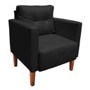 Ver imagem 3 de Namoradeira e 2 Poltronas Livia Pé Madeira Castanho Sintético Preto M11 - D’Rossi