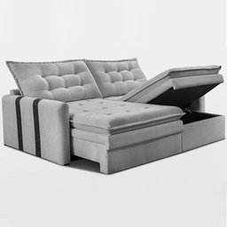 Sofá Baú sem Caixa Retrátil 2,00m Softgel Petit Boucle Cinza Claro Cama Inbox - 8