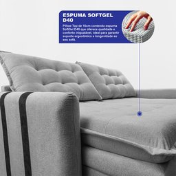 Sofá Baú sem Caixa Retrátil 2,00m Softgel Petit Boucle Cinza Claro Cama Inbox - 2