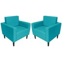 Ver imagem 1 de Kit 2 Poltronas Decorativa Leticia Slim Suede Azul Tifany Pés Madeira Mz Decor