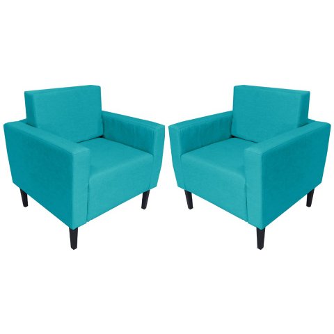 Kit 2 Poltronas Decorativa Leticia Slim Suede Azul Tifany Pés Madeira Mz Decor