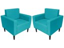 Ver imagem 1 de Kit 2 Poltronas Decorativa Leticia Slim Suede Azul Tifany Pés Madeira Mz Decor