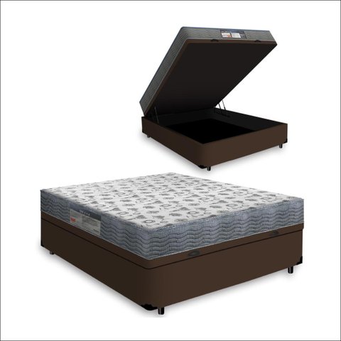 Cama Box com Baú Viúva + Colchão Ortopédico D33 Ortobom Iso 100 128 Cm