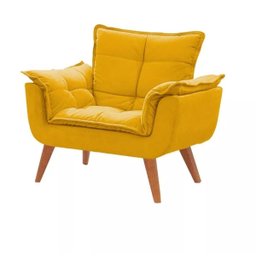 Poltrona Decorativa Opala Amarela Pé Palito Meunovolar - 1