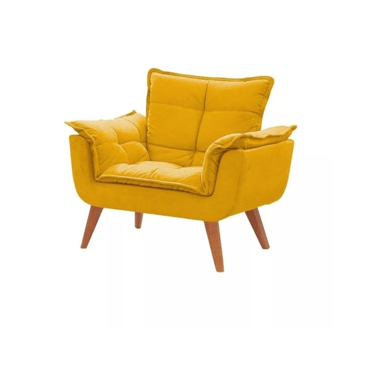 Poltrona Decorativa Opala Amarela Pé Palito Meunovolar