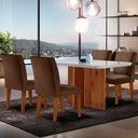 Ver imagem 1 de Mesa Olimpia 120 Mdf Vidro Canto Copo Com 4 Cadeiras