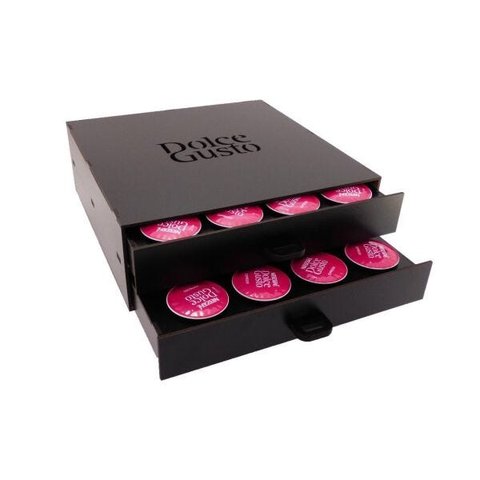 Porta Capsula Café dolce gusto MDF Preto 32 Capsula Gaveta