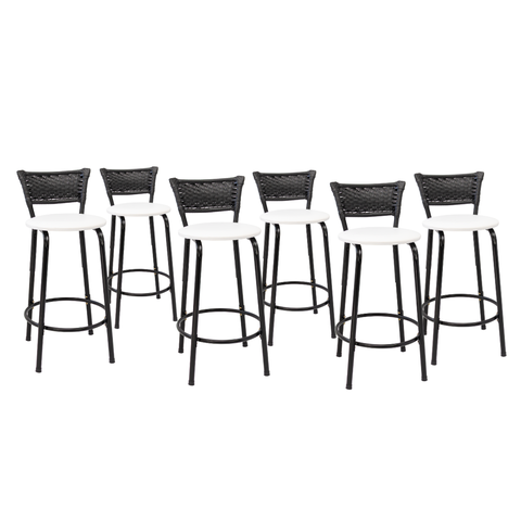Kit 6 Banquetas para Balcão Cozinha Gourmet Junco Preto Bancada Ilha Banco 60cm Itagold
