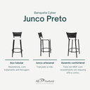 Ver imagem 3 de Kit 6 Banquetas para Balcão Cozinha Gourmet Junco Preto Bancada Ilha Banco 60cm Itagold