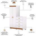 Ver imagem 3 de Cômoda para Quarto 2 Portas 4 Gavetas 120cm Tulsa V01 Branco Camarim - Lyam Decor