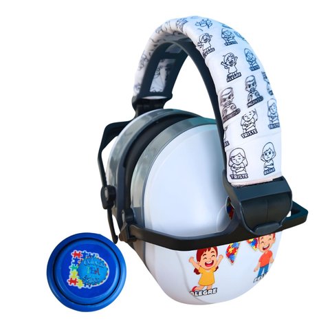 Super Abafador para Autistas 26 Db Branco com Arco para Colorir Emoções + Iô Iô Divertido