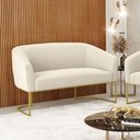 Ver imagem 5 de Sofá Namoradeira 2 Lugares Base Industrial Dourado Stella Bouclê D03 - D'Rossi Cor Bege