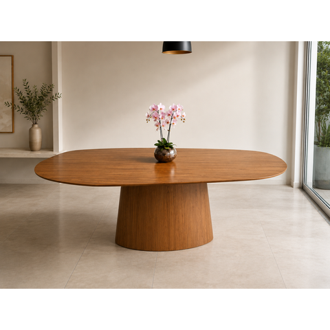 Mesa de Jantar Orgânica Eclat Freijó Base Cone 140x90cm