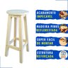 Banco Alto Redondo Banqueta Alta de Madeira Natural 70cm Resistente Cozinha, Barzinho, Lanchonete P - 1