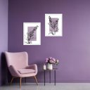 Ver imagem 1 de Kit 2 Quadros Modernos Lavanda - Planta 24x18cm:moldura Preta
