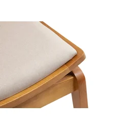 Cadeira Megan Madeira Estofada Telinha Moderna Luxo Alta Decoração:Linho Dourado - 6