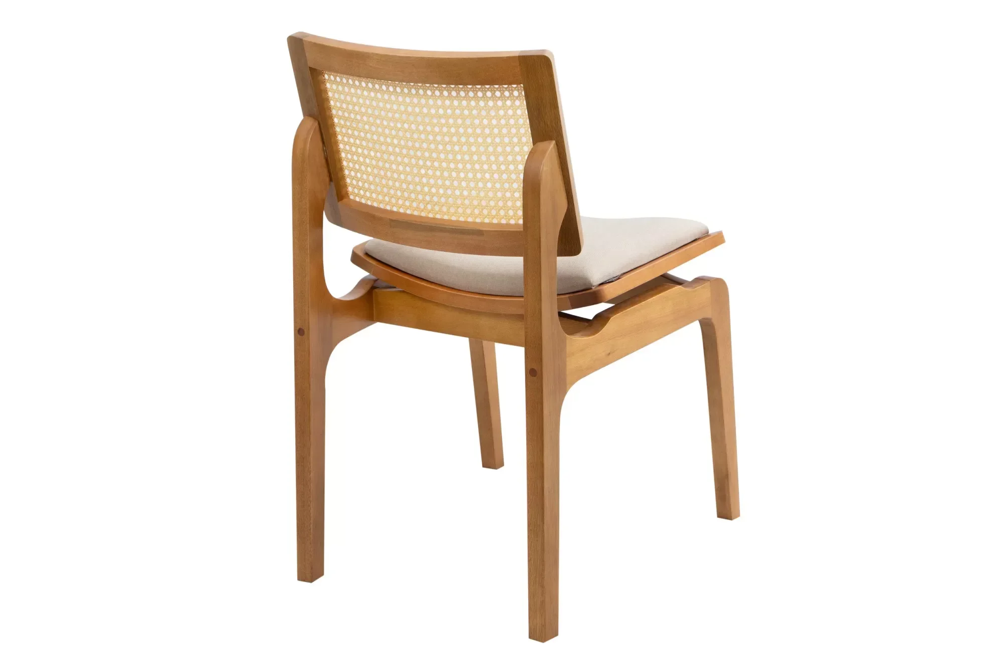 Cadeira Megan Madeira Estofada Telinha Moderna Luxo Alta Decoração:Linho Dourado - 4