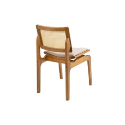 Cadeira Megan Madeira Estofada Telinha Moderna Luxo Alta Decoração:Linho Dourado - 4